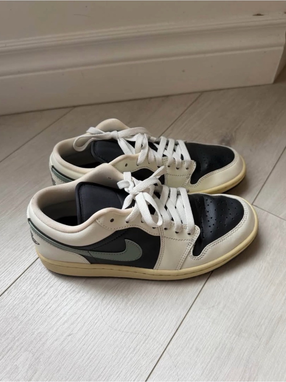 Jordan Low-Top Sneakers in Black, Cream and Sage